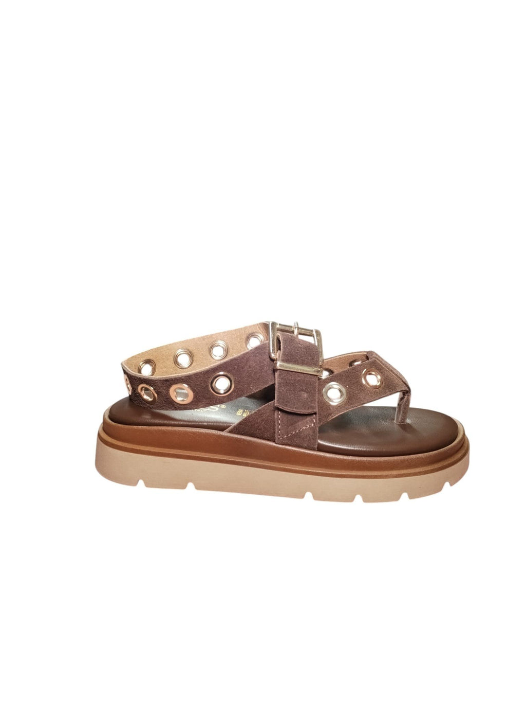 Sandali ARRES Donna Marroni con Occhielli e Suola Platform