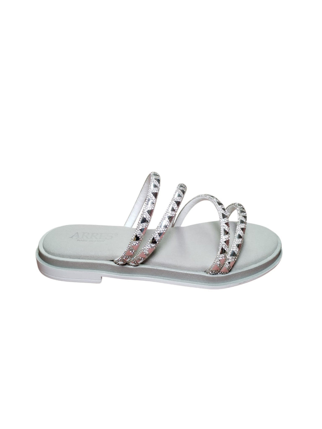 Sandali Donna Arres con Fasce Borchiate Argento