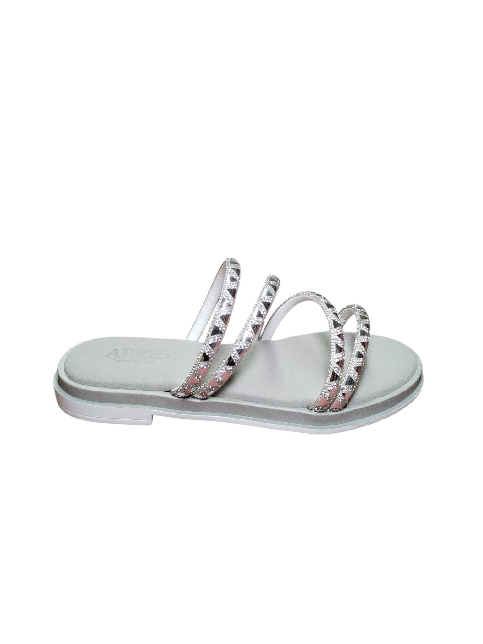 Sandali Donna Arres con Fasce Borchiate Argento