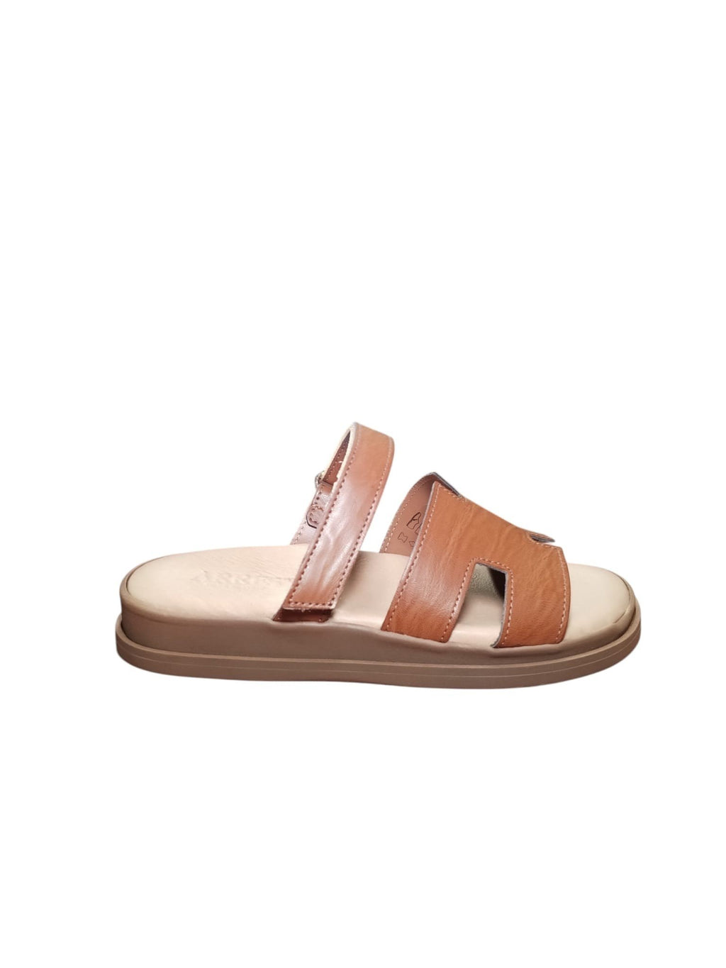 Sandali ARRES Comodi in Pelle Marrone con Doppia Fascia