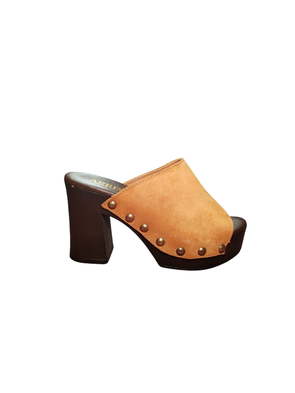 Zoccolo ARRES Donna con Tacco Largo, Plateau e Borchie