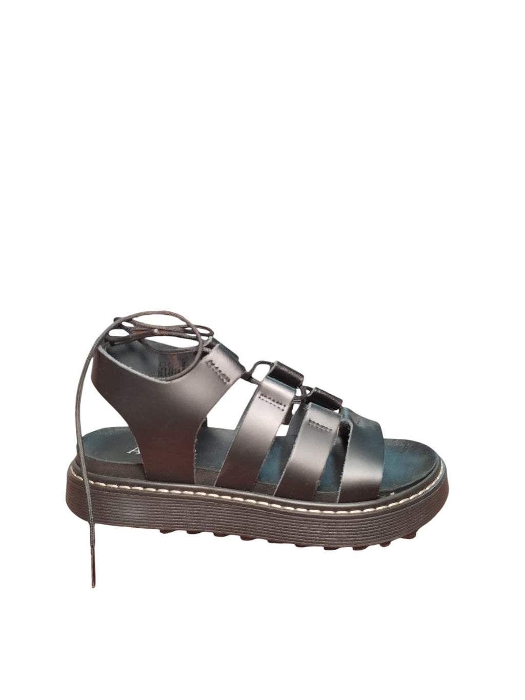 Sandali ARRES Platform Neri con Lacci e Suola Chunky