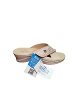 Fly Flot Sandali Donna Beige con Velcro e Fantasia Floreale