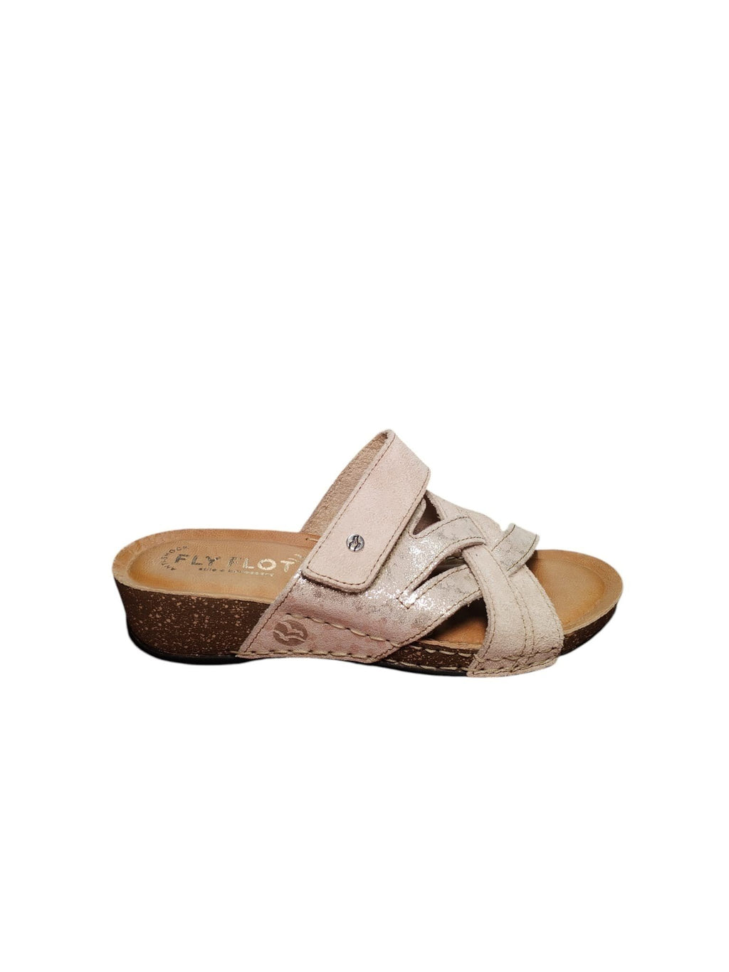 Sandali Donna Fly Flot Comfort Regolabili Beige Glitter
