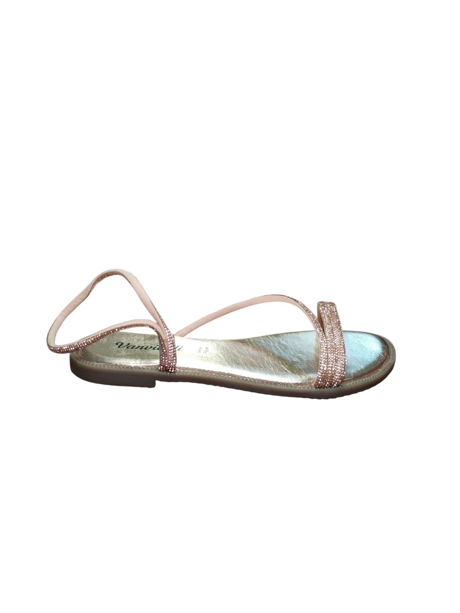 Sandali Bassi Donna Glitter Rosa Oro Eleganti Vanvi