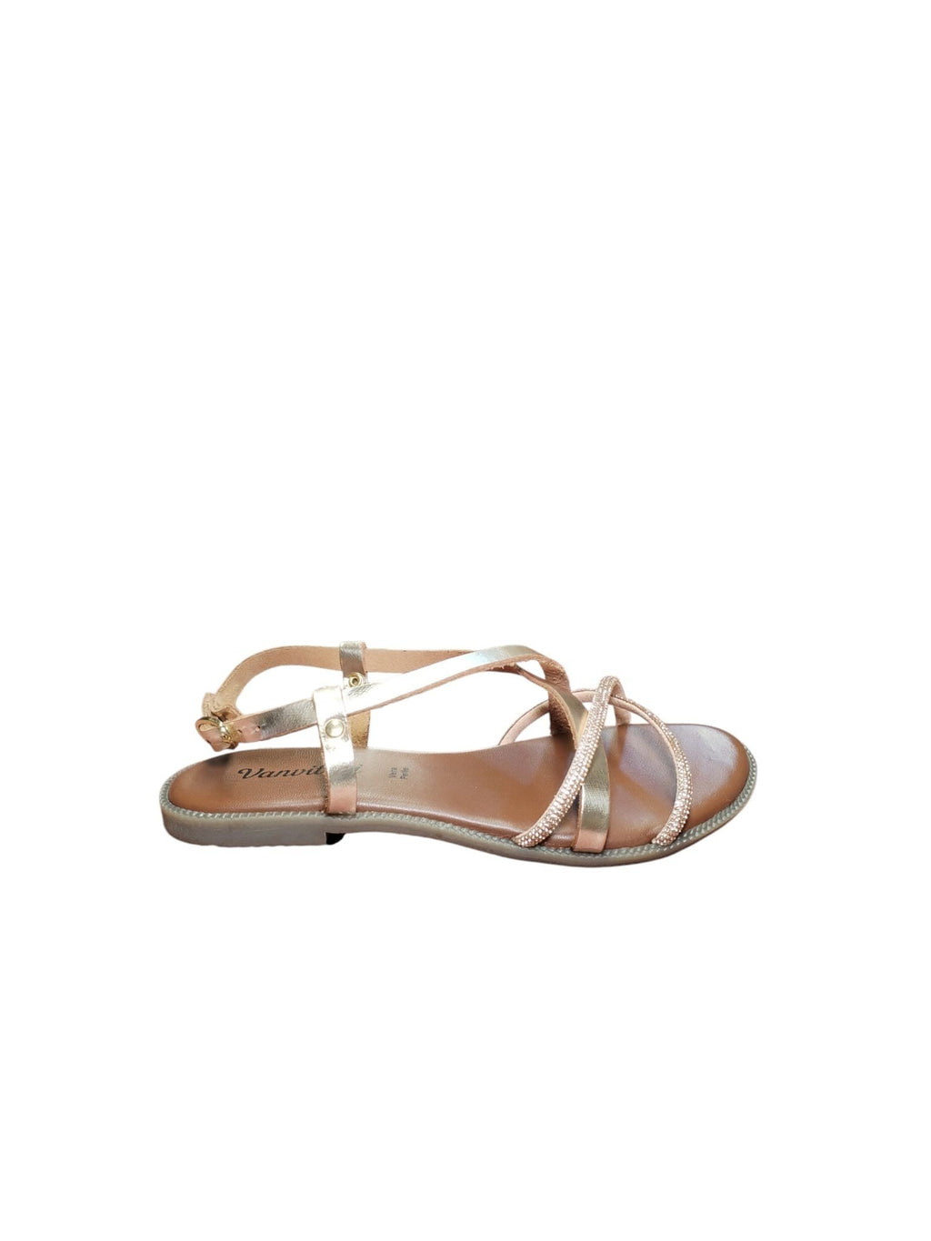 Sandali Donna Bassi Vanwil Fasce Strass
