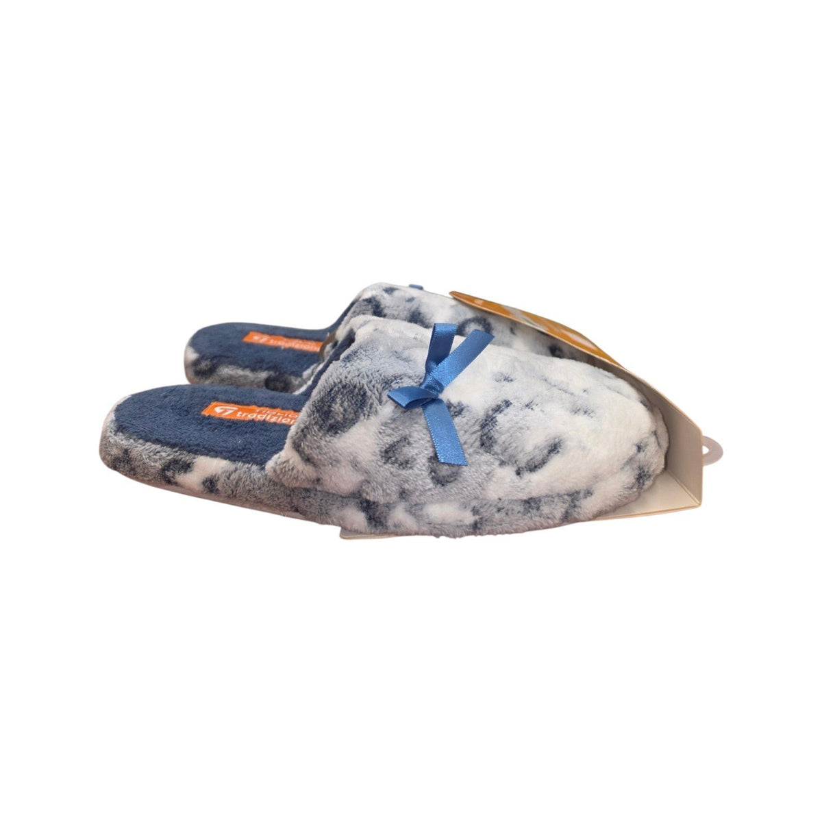 Ciabatte Donna Fantasia Animalier con Fiocco Blu