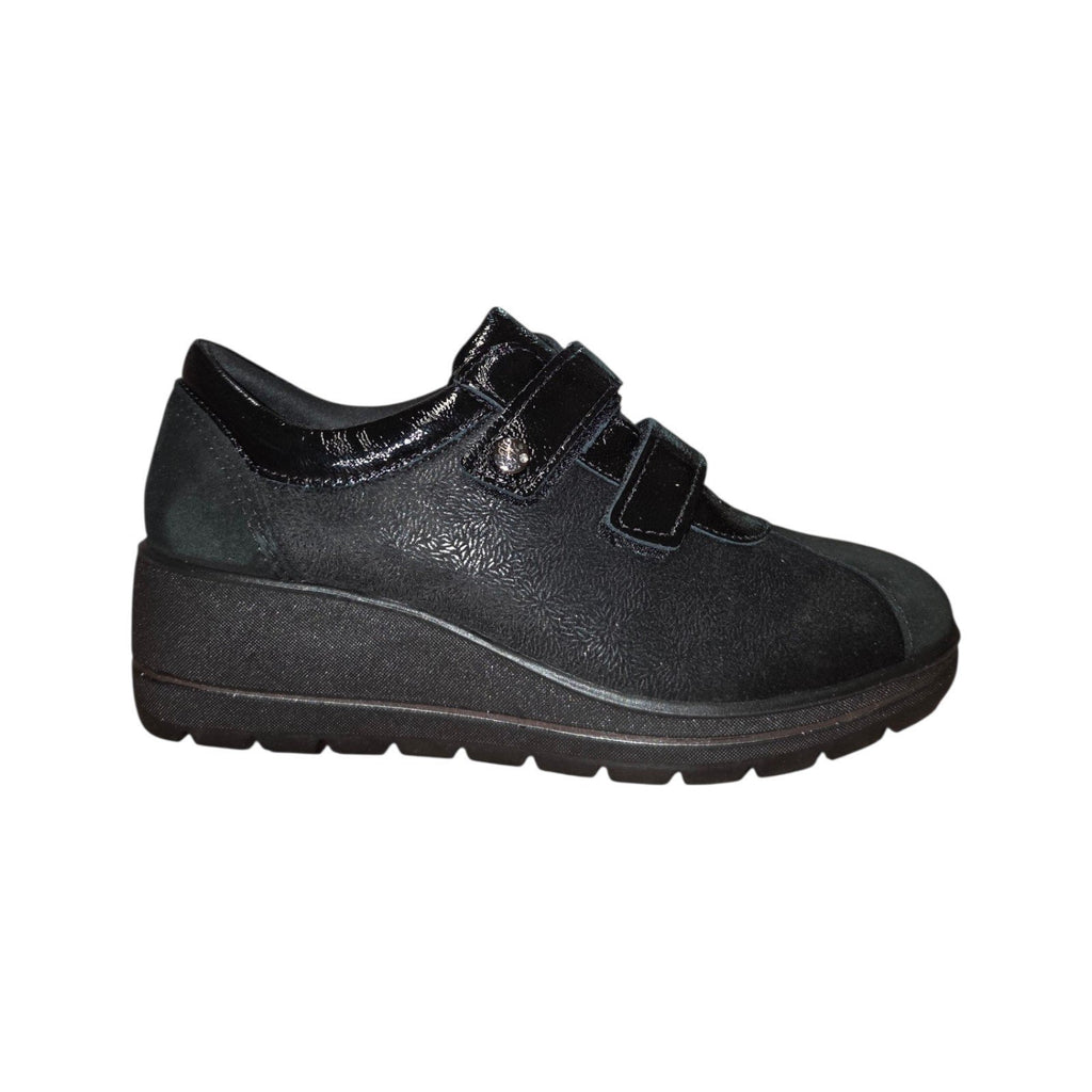 Scarpe IMAC Donna Nere con Zeppa e Strappi Velcro Comfort