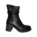 Stivaletto Donna Nero con Tacco Largo e Gambale Arricciato