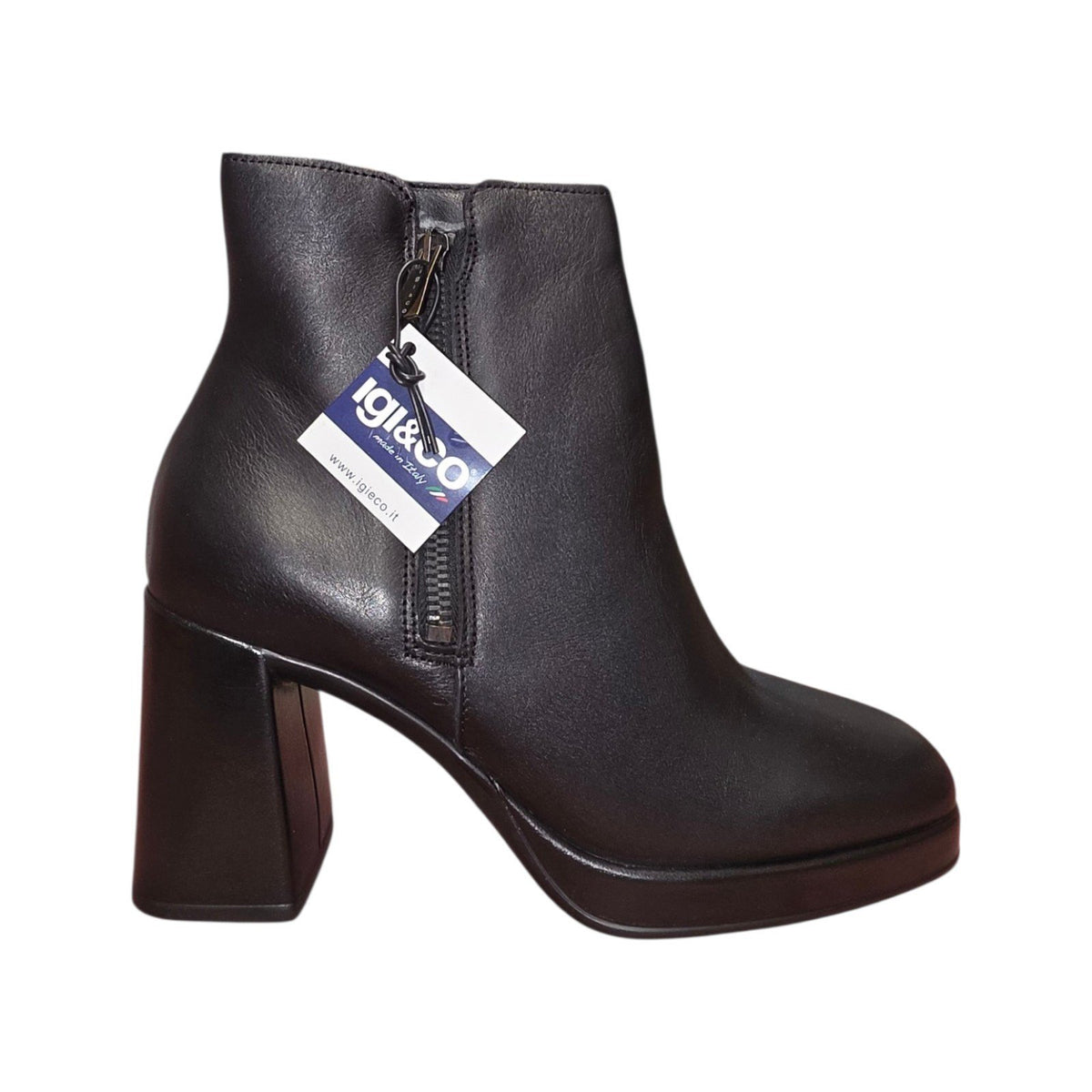 Stivaletto Donna IGI&CO Nero in Pelle con Tacco e Plateau