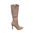 Stivale Donna Alto Beige con Tacco a Spillo e Punta