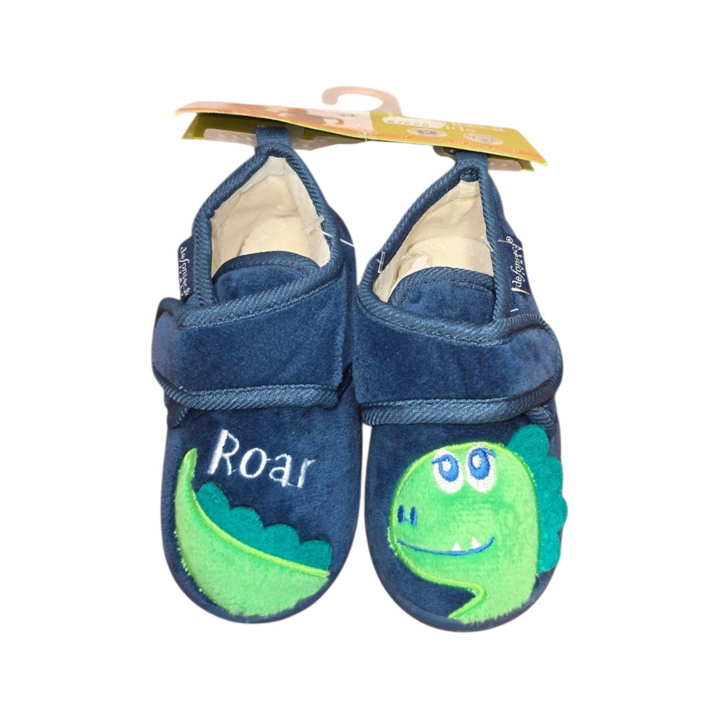 Pantofole Bambino Dinosauro Blu con Velcro