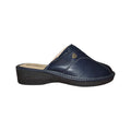 Pantofole Tiglio Donna in Pelle Blu con Zeppa Comfort