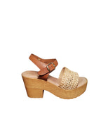 Sandali ARRES con Zeppa in Pelle e Paglia