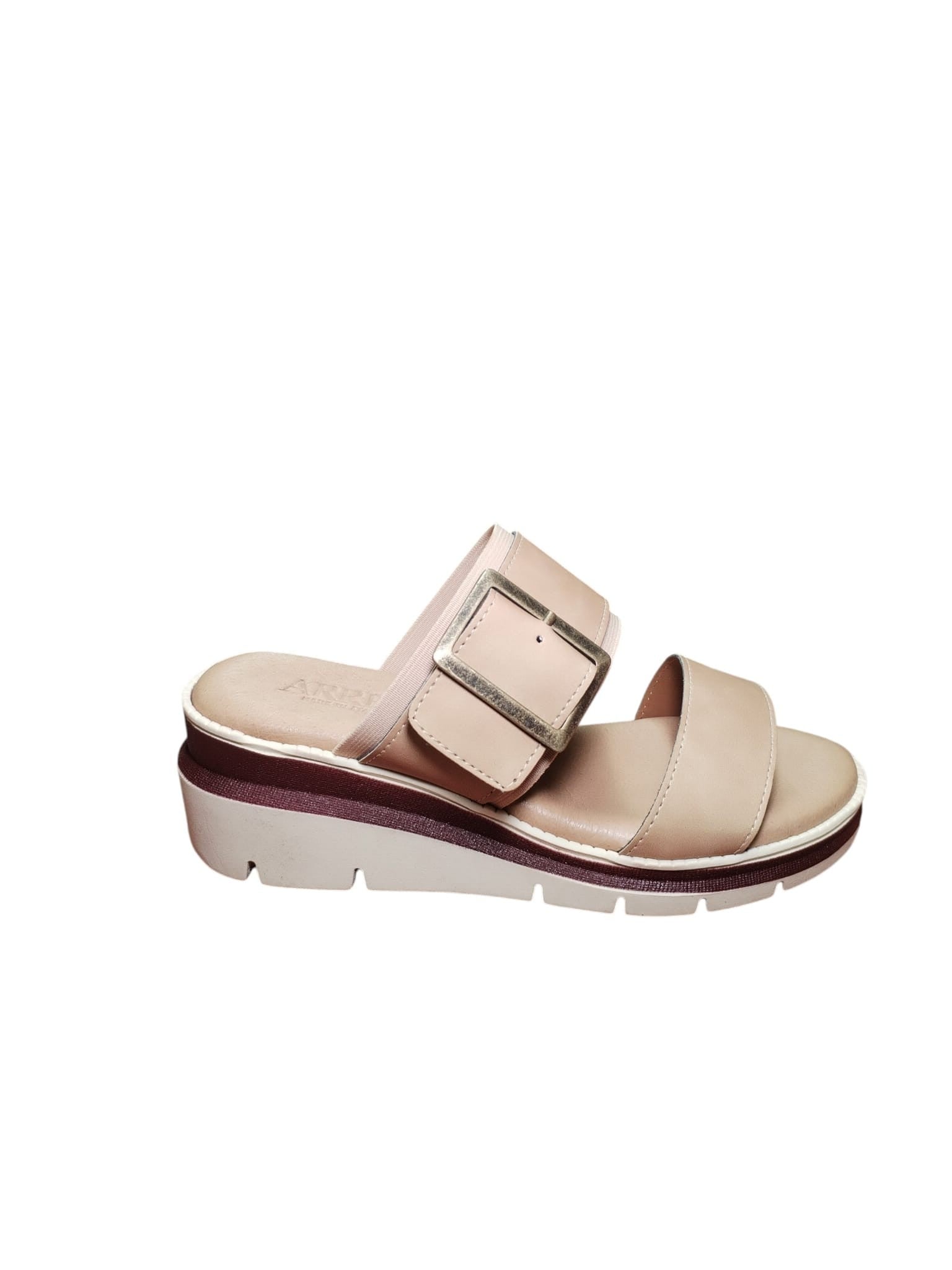 Sandali ARRES Beige con Fibbia e Zeppa Comfort
