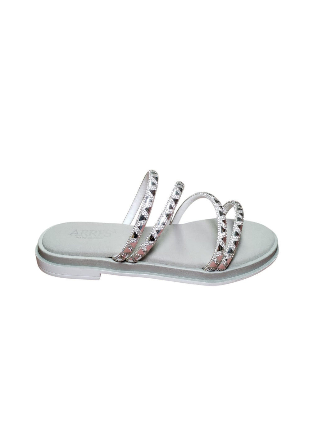 Sandali Donna Arres con Fasce Borchiate Argento