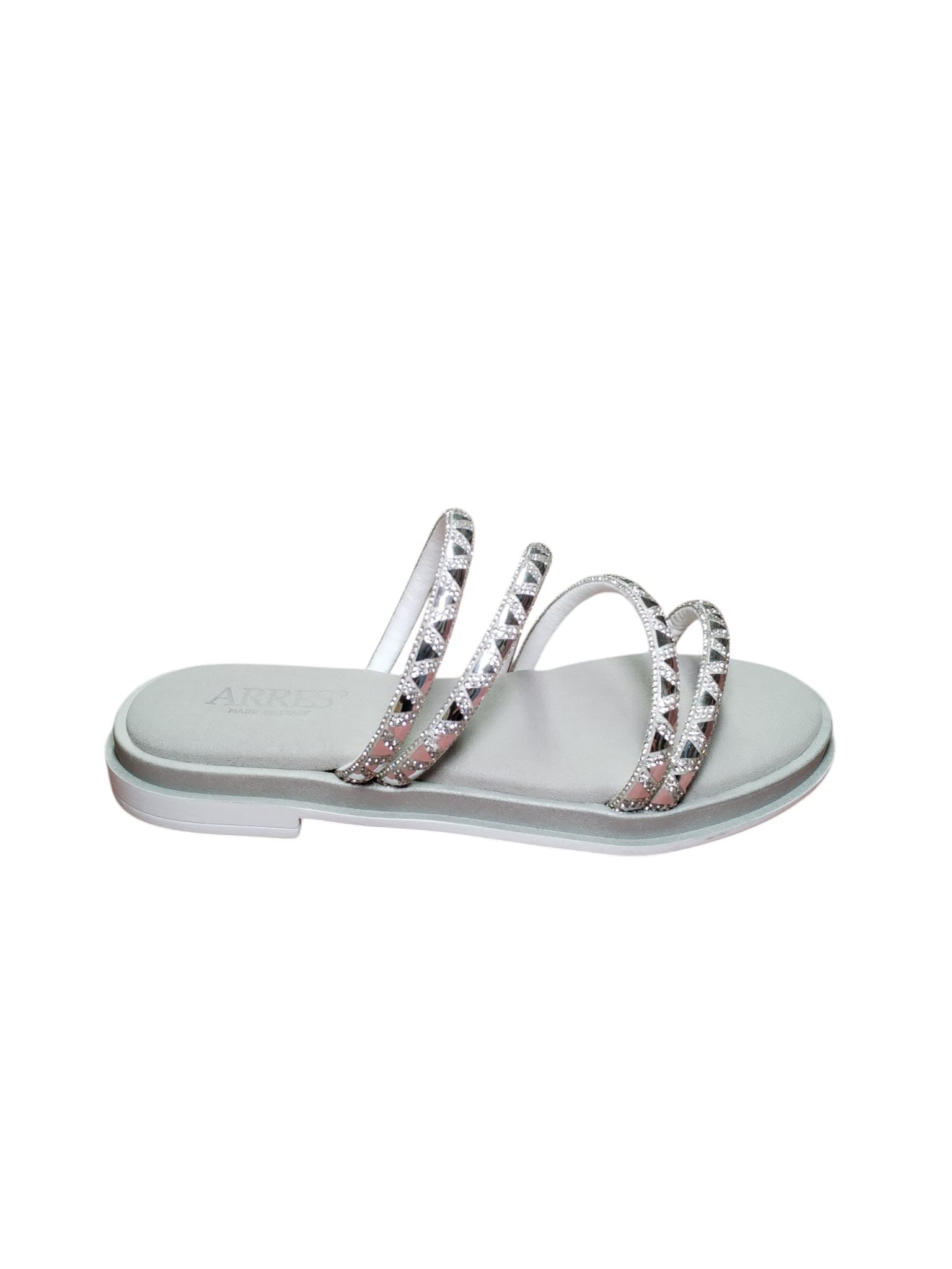 Sandali Donna Arres con Fasce Borchiate Argento
