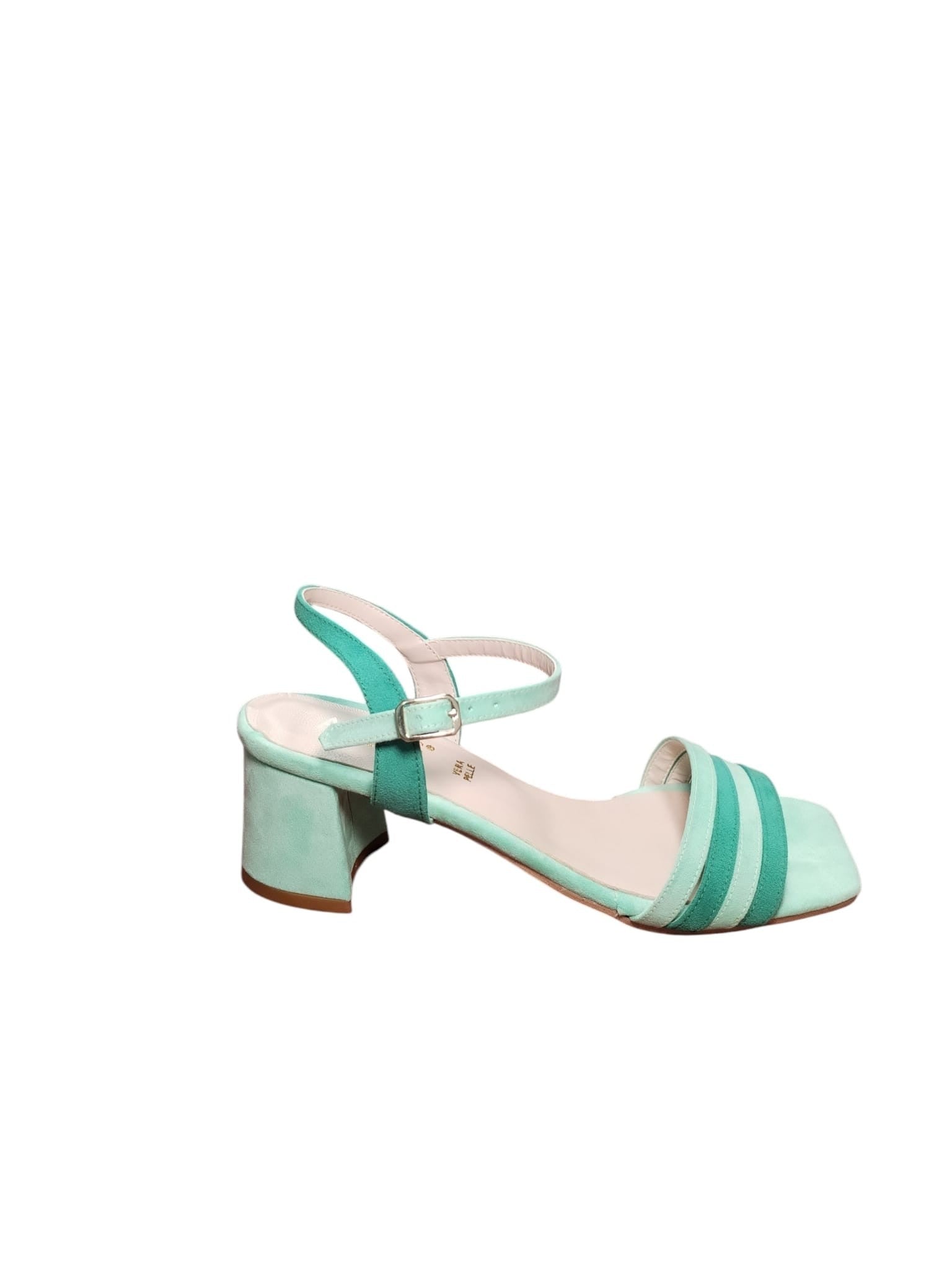 Sandali ARRES donna Suede Verde Menta con Tacco Basso