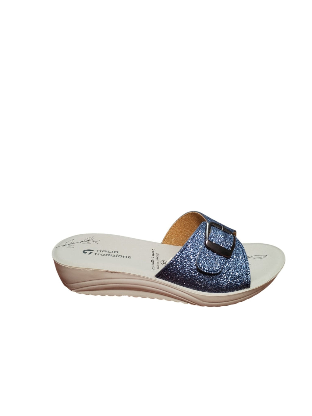 Sandalo Donna Glitter Blu con Fibbia