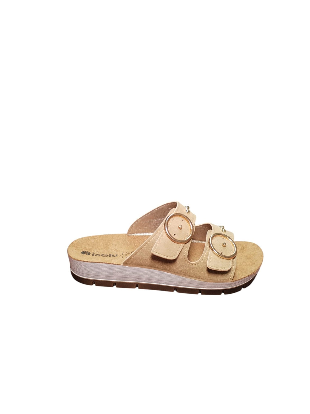 Sandali Donna Inblu Beige con Doppia Fibbia Dorata